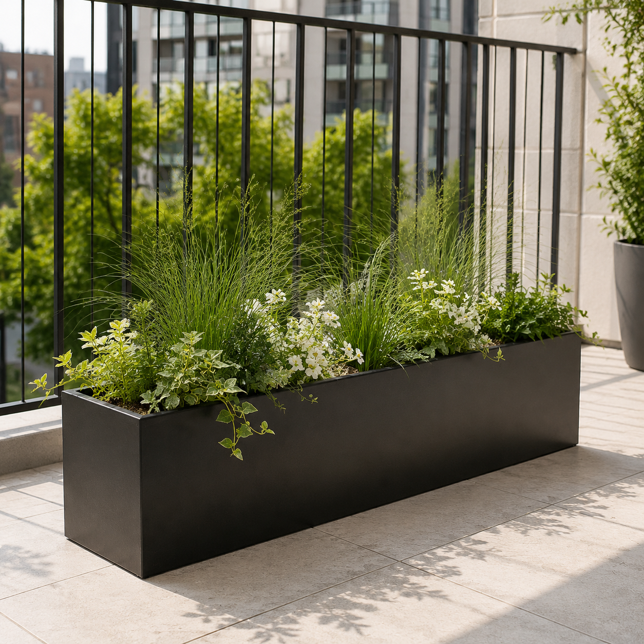 Black Metal Window Box Planter | Handmade in UK | 1m Long Steel Garden Planter