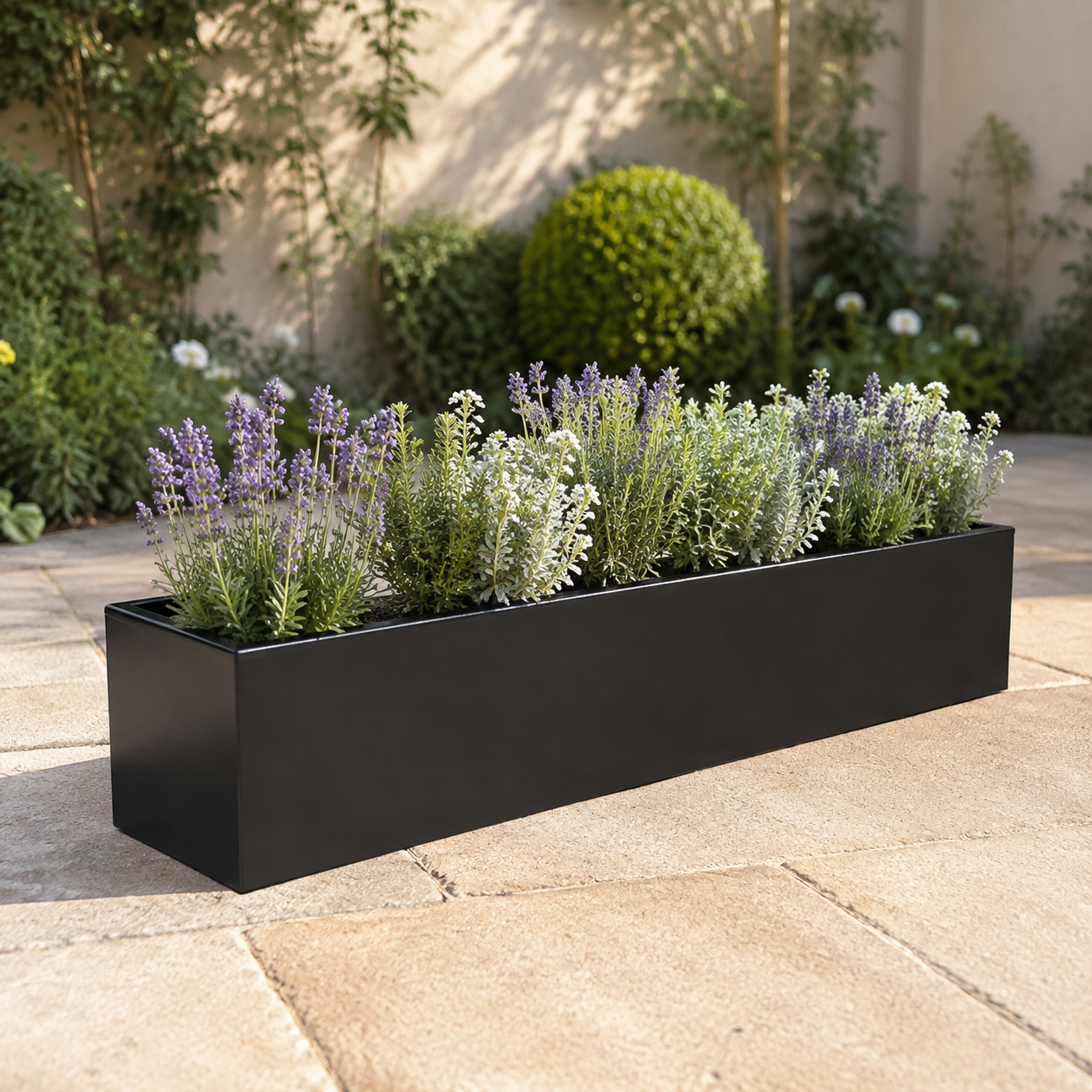 Black Metal Window Box Planter | Handmade in UK | 1m Long Steel Garden Planter