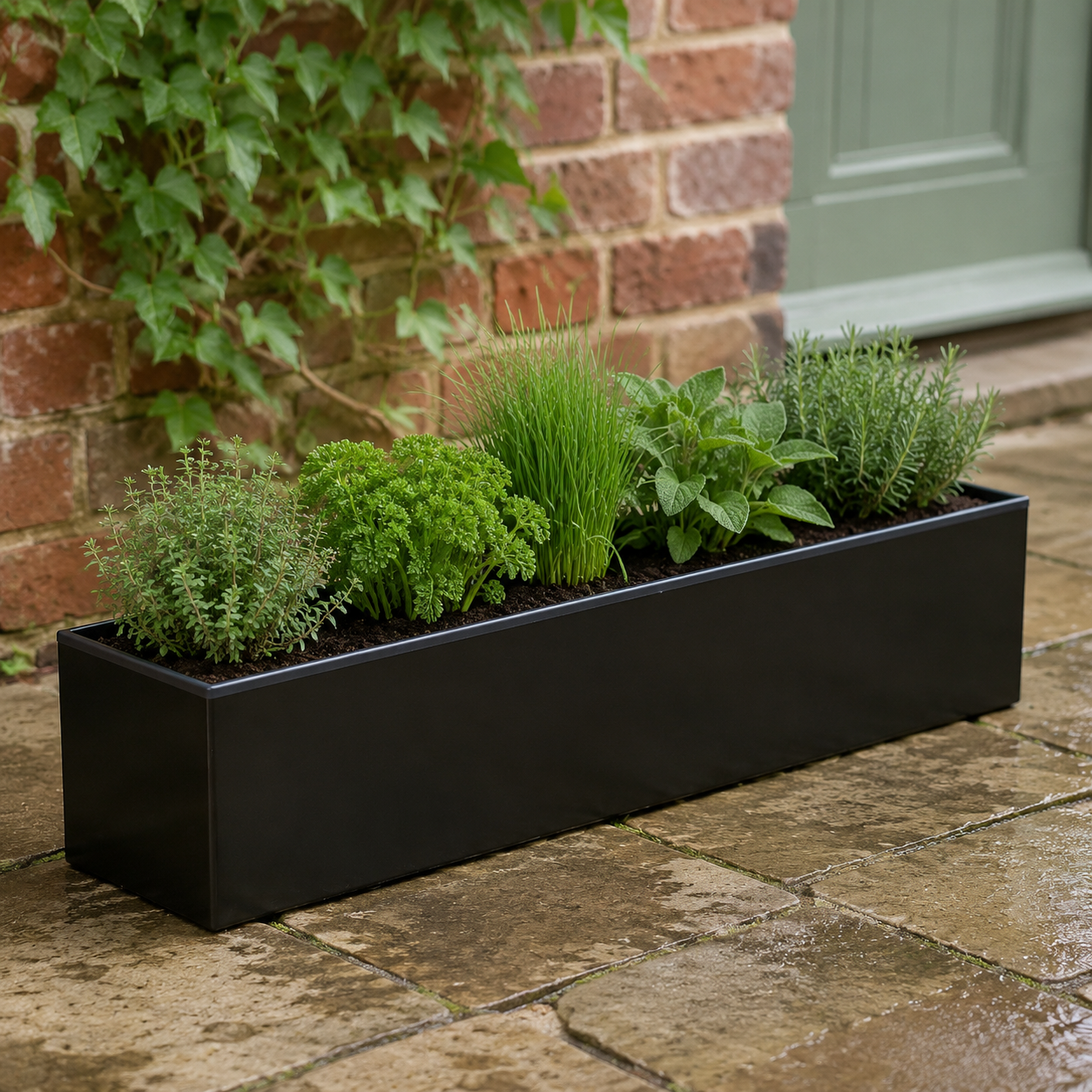 Black Metal Window Box Planter | Handmade in UK | 1m Long Steel Garden Planter