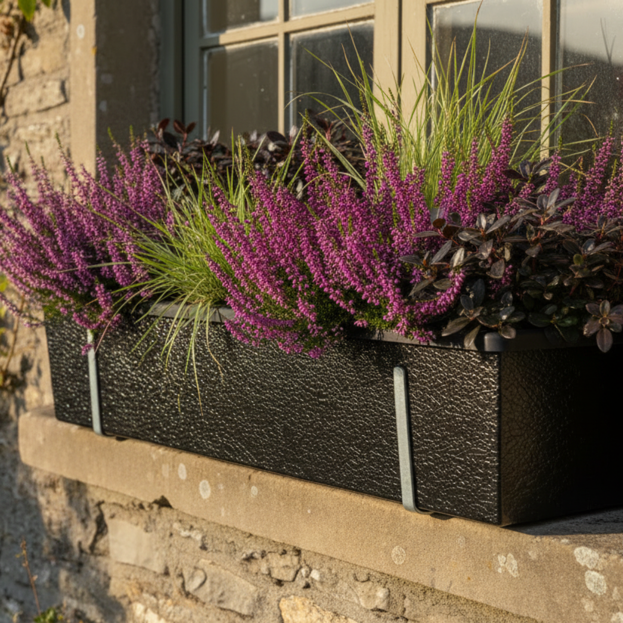Black Metal Window Box Planter 200mm – Lifestyle Shot