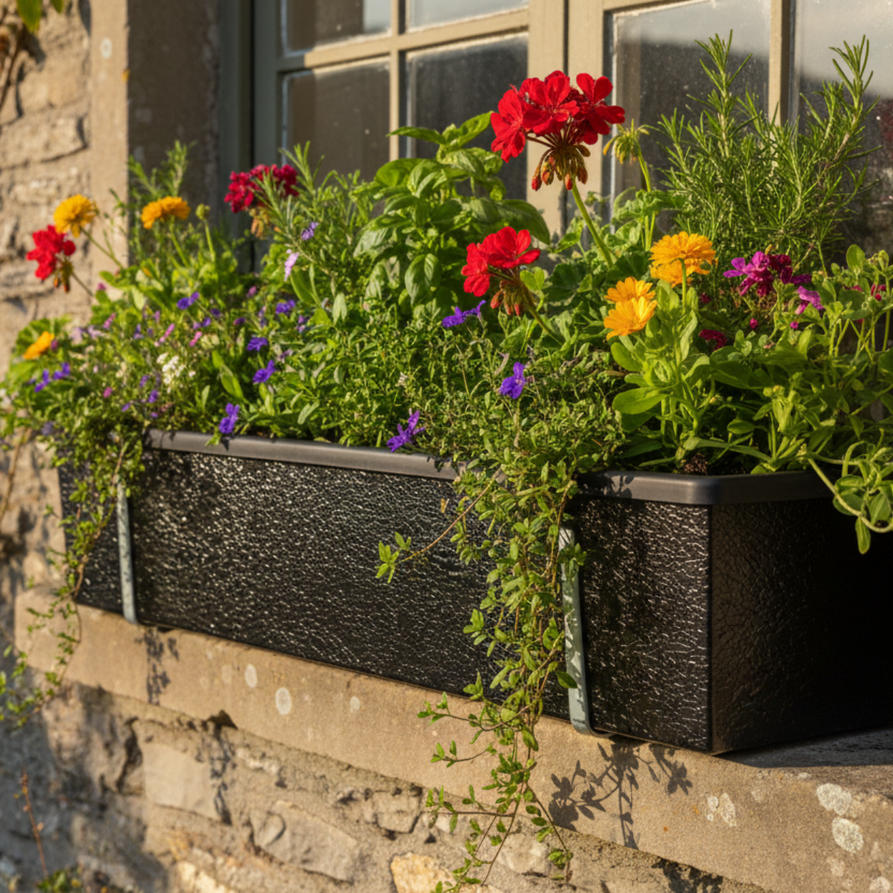 Black Metal Window Box Planter – Lifestyle Shot