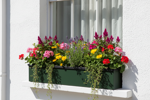 Juniper Green Window Box – long narrow trough